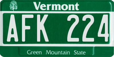VT license plate AFK224
