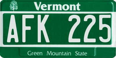 VT license plate AFK225