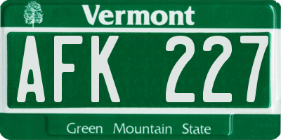 VT license plate AFK227