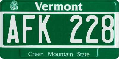 VT license plate AFK228