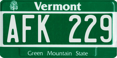 VT license plate AFK229