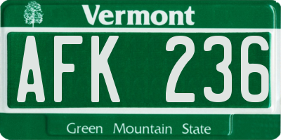 VT license plate AFK236