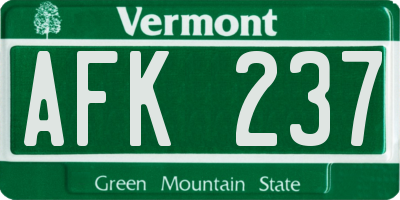 VT license plate AFK237