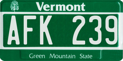 VT license plate AFK239