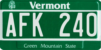 VT license plate AFK240