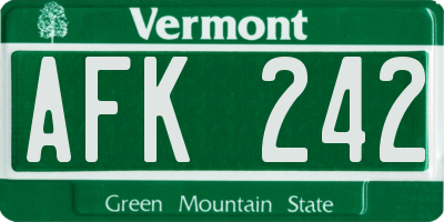 VT license plate AFK242