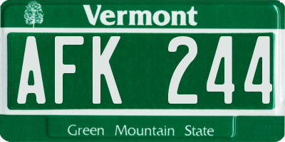 VT license plate AFK244