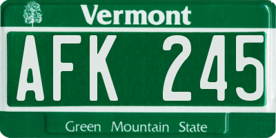 VT license plate AFK245