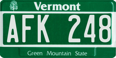 VT license plate AFK248