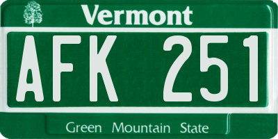 VT license plate AFK251