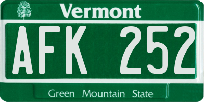 VT license plate AFK252