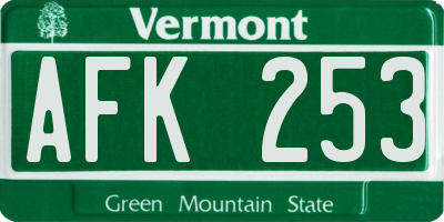 VT license plate AFK253