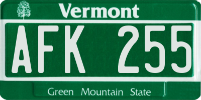 VT license plate AFK255