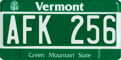 VT license plate AFK256