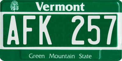 VT license plate AFK257