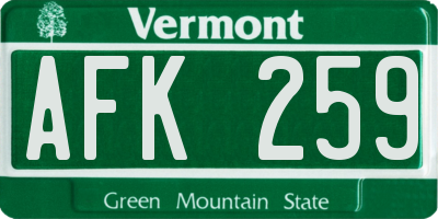VT license plate AFK259