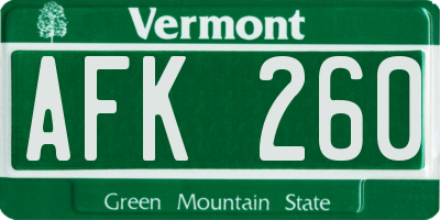 VT license plate AFK260