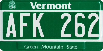 VT license plate AFK262