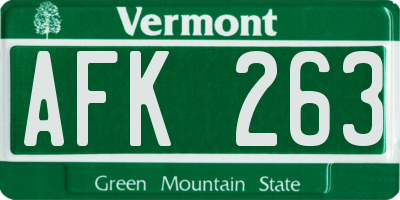 VT license plate AFK263