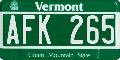 VT license plate AFK265