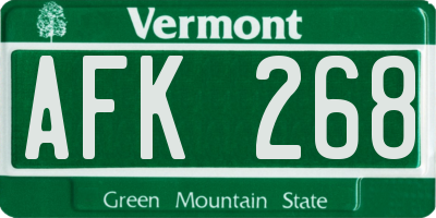 VT license plate AFK268