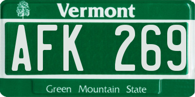 VT license plate AFK269