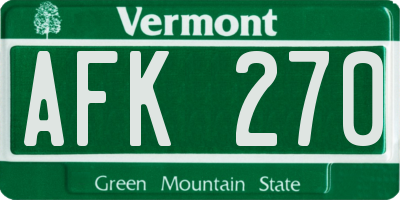 VT license plate AFK270