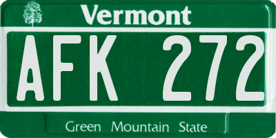 VT license plate AFK272