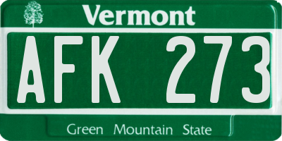 VT license plate AFK273