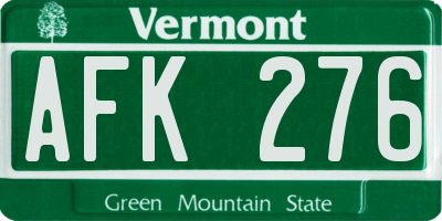 VT license plate AFK276