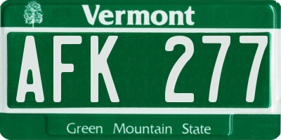 VT license plate AFK277