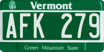 VT license plate AFK279