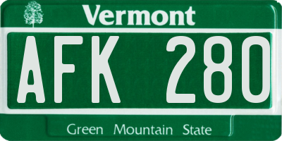 VT license plate AFK280