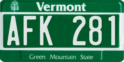 VT license plate AFK281