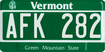 VT license plate AFK282