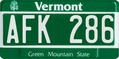 VT license plate AFK286