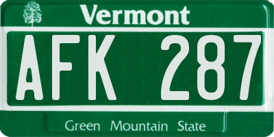 VT license plate AFK287