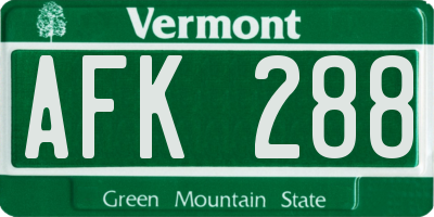 VT license plate AFK288