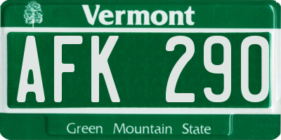 VT license plate AFK290