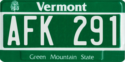 VT license plate AFK291