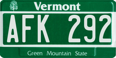 VT license plate AFK292