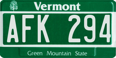VT license plate AFK294