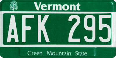 VT license plate AFK295