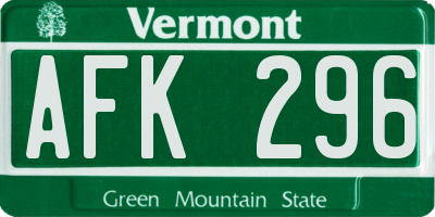 VT license plate AFK296