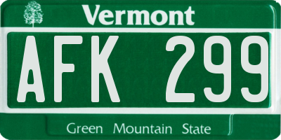 VT license plate AFK299