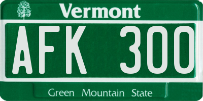 VT license plate AFK300