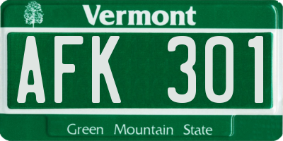 VT license plate AFK301