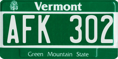 VT license plate AFK302