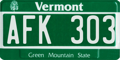 VT license plate AFK303