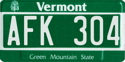 VT license plate AFK304